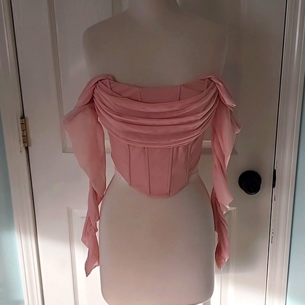Pink Corsette Top Size S with Sleeves